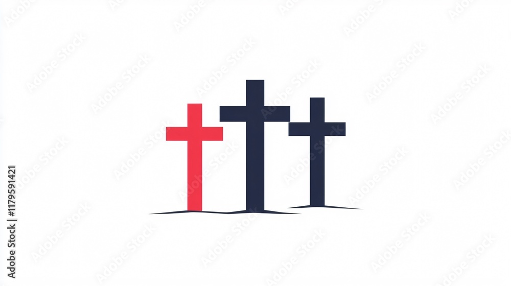 Three Crosses: A Symbol of Faith, Sacrifice, and Resurrection - Minimalist Christian Icon Three Crosses: A Symbol of Faith, Sacrifice, and Resurrection - Minimalist Christian Icon