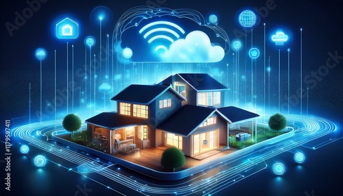 smart home technology iot connectivity via wireless internet and cloud storage solutions