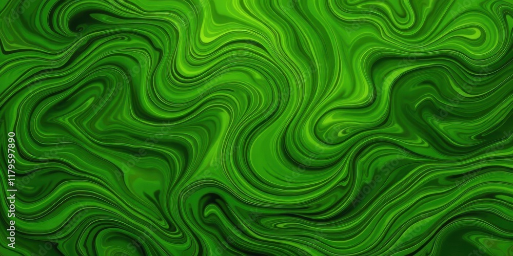 Swirling vibrant green abstract wave pattern, evoking nature and fluidity, power, background Swirling vibrant green abstract wave pattern, evoking nature and fluidity, power, background