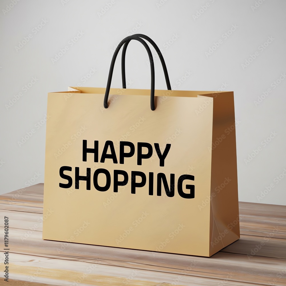 Shopping bag with a cheerful message in a simple setting, emphasizing the joy of retail therapy and consumerism experience Shopping bag with a cheerful message in a simple setting, emphasizing the joy of retail therapy and consumerism experience