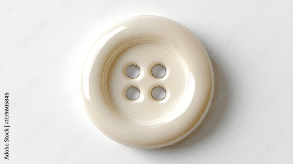 Close-up of a Cream Colored Button on White Background Close-up of a Cream Colored Button on White Background