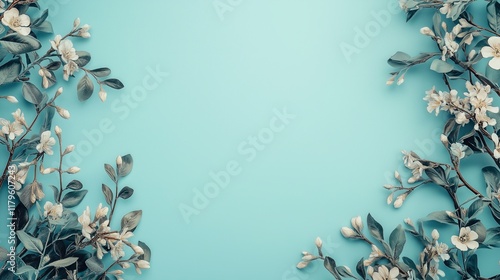 Soft Floral Frame on Light Background photo