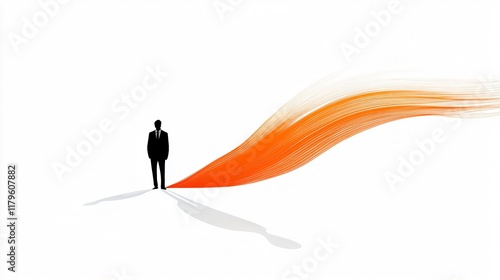 Wallpaper Mural Businessman Silhouette with Orange Flow: A Symbol of Success, Innovation, and Leadership in the Corporate World Torontodigital.ca