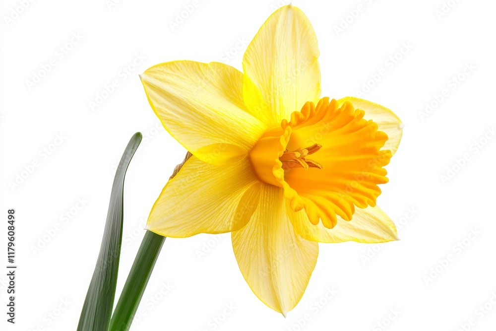 Bright and Cheerful Fresh Daffodil Flower Isolated on White Background Bright and Cheerful Fresh Daffodil Flower Isolated on White Background