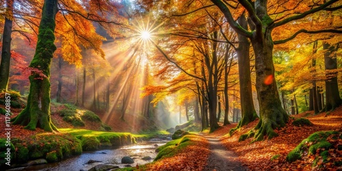 Glenariff Forest Park Ireland: Magical Bokeh Autumn Landscape