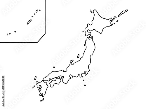 少しゆるい白い日本地図 線画