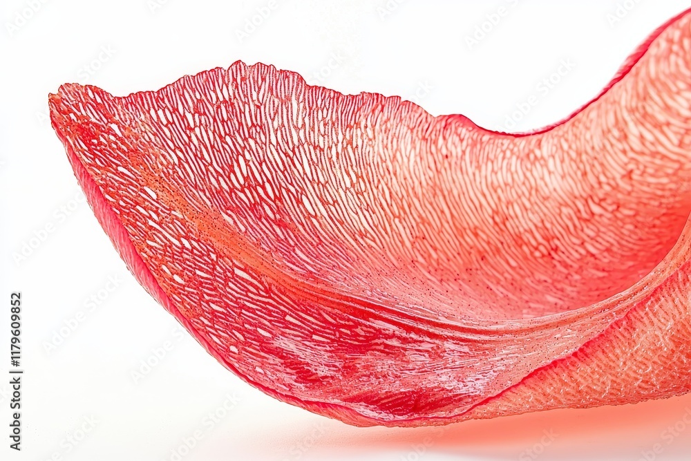 Detailed Macro Shot of a Tulip Petal Texture in Soft Red and Intricate Veins Detailed Macro Shot of a Tulip Petal Texture in Soft Red and Intricate Veins