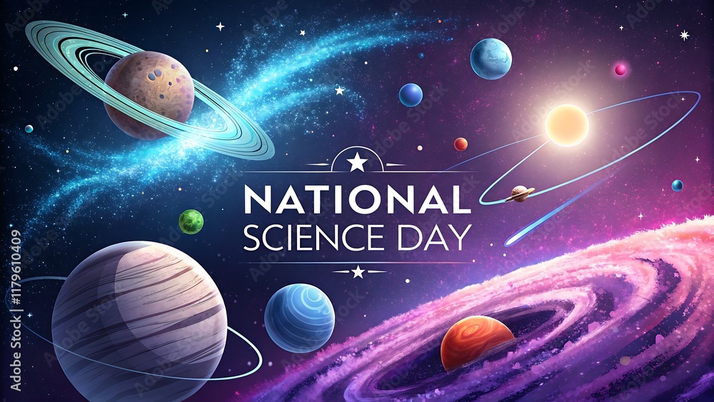Obraz premium National Science Day celebration with Science Day Poster, Illustration Design 