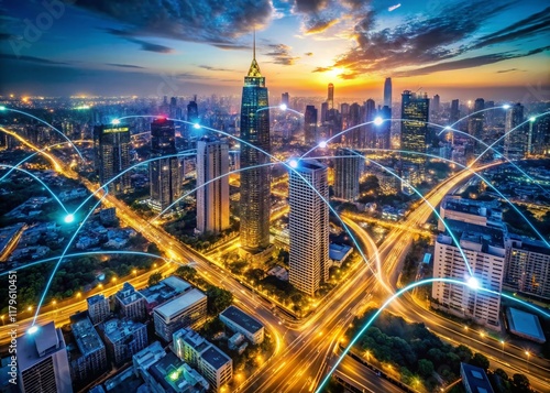 Wallpaper Mural Global Network Connectivity: Drone View of Mobile Technology Infrastructure Torontodigital.ca