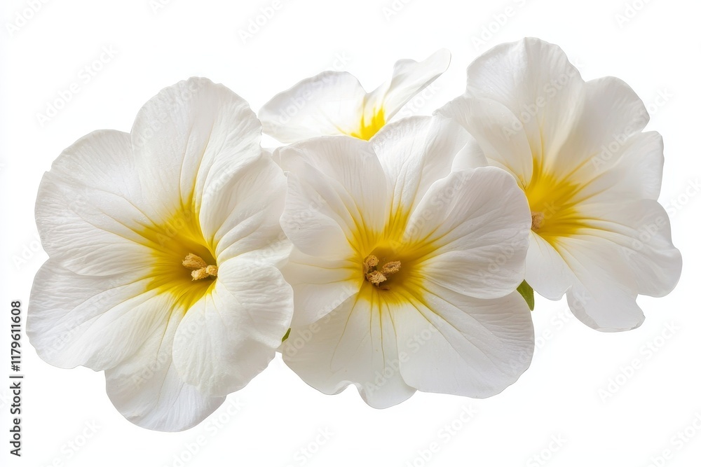 Obraz premium Single White Primrose Flower with a Hint of Yellow Accents on Petals