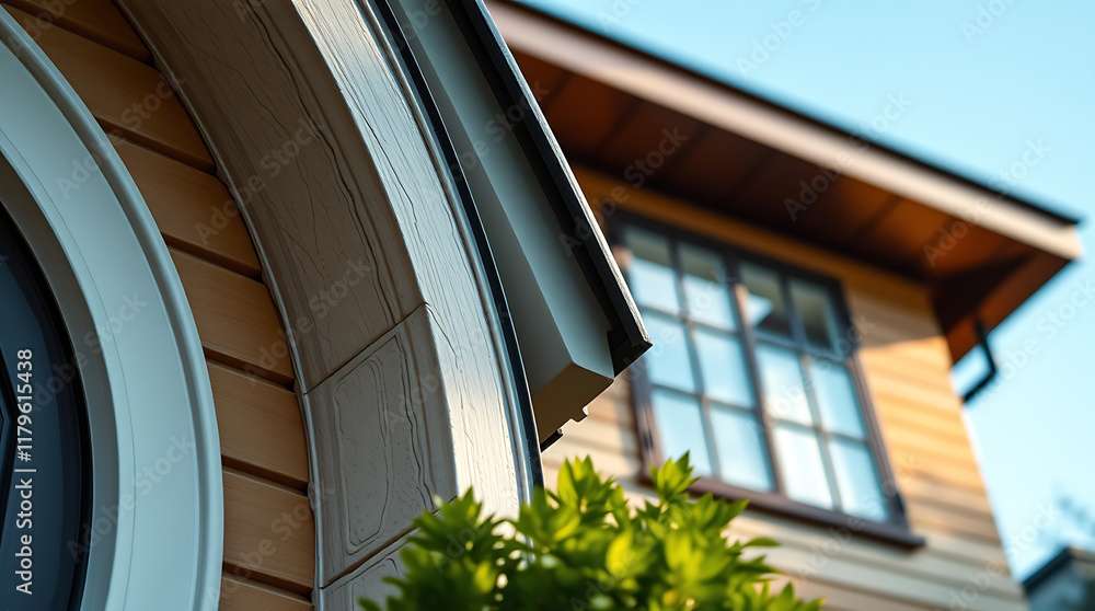 Fototapeta premium Exterior of House with Curved Door Frame and Window