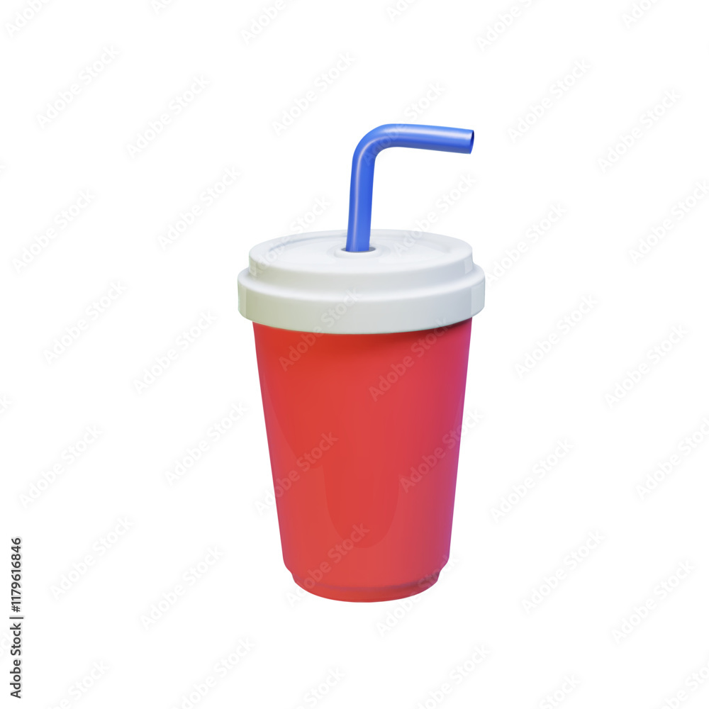 Soda Cup with drinking straw and lid Vector. 3d Realistic paper disposable cola fast food red Cup. Isolated on white background. Packaging Illustration Soda Cup with drinking straw and lid Vector. 3d Realistic paper disposable cola fast food red Cup. Isolated on white background. Packaging Illustration