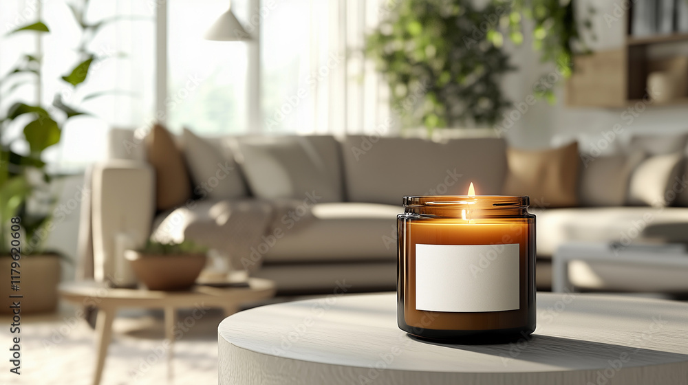 Mock up for candle label on bright living room backgrounds
Mock up for candle label on bright living room backgrounds