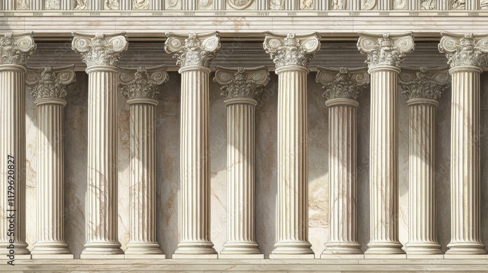 Fototapeta premium Classical Architecture with Corinthian Columns and Elegant Design