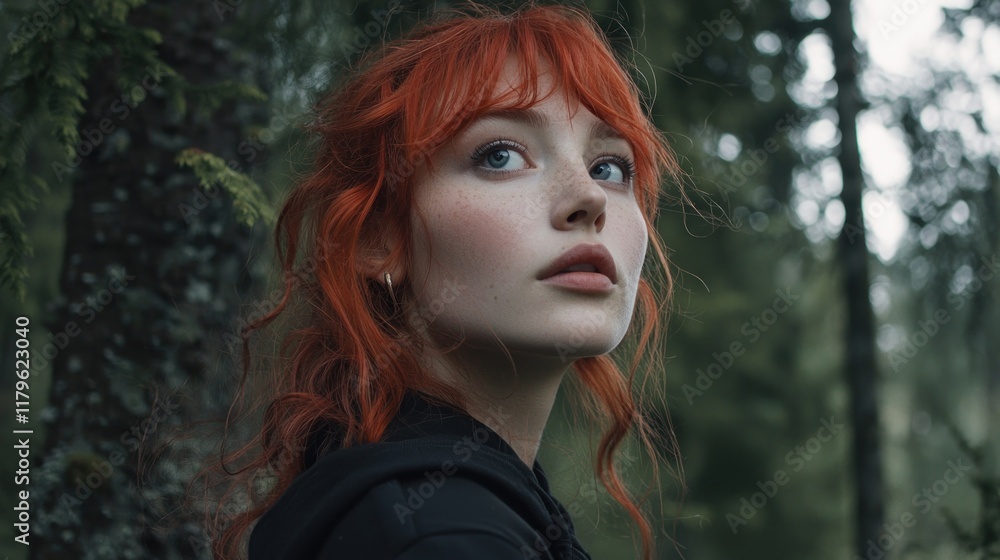 Redhead in the Forest: A Portrait of Serene Beauty Redhead in the Forest: A Portrait of Serene Beauty