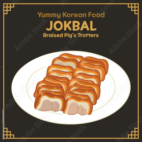 Yummy Korean Food illustration vector, Jokbal, Braised Pig's Trotters