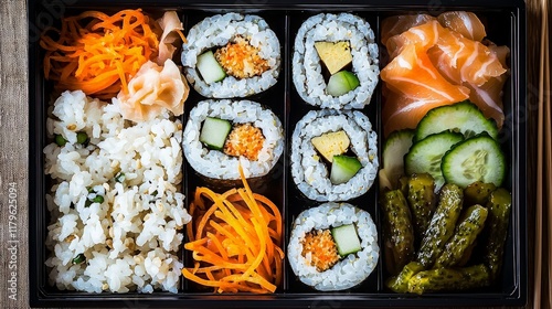 Delicious sushi bento box lunch.