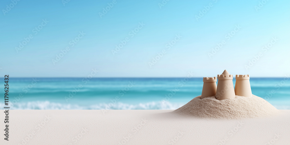 Obraz premium 砂のお城・砂浜とビーチ