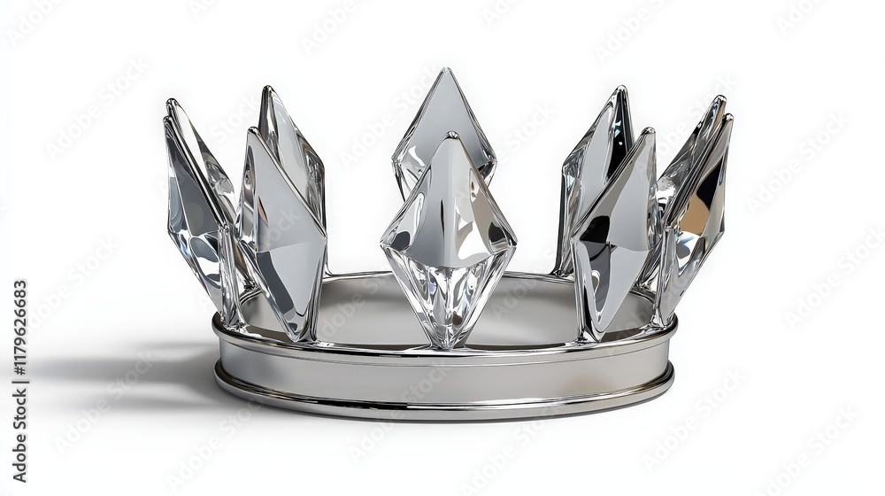 Fototapeta premium Elegant Silver Crown Isolated on White Background