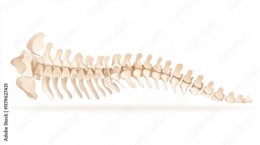 Obraz premium Spinal Column: A Detailed Anatomical Illustration of the Human Vertebral Column