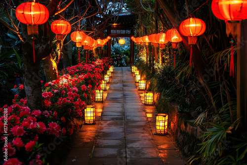 Wallpaper Mural Beautiful holiday composition for happy celebrate chinese festival of lanterns, abstract vivid composition consists of fictional unreal fantastic vision on background Torontodigital.ca