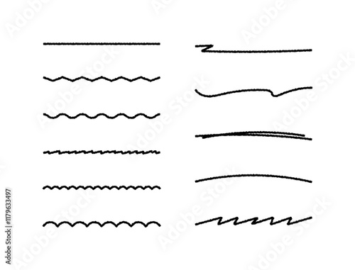 クレヨンで描いた手書き風の可愛い線のあしらいセット