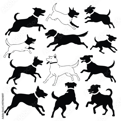 Dog Breeds Silhouette Set German Shephard Dog Silhouette Dogs! Dogs Icon Set