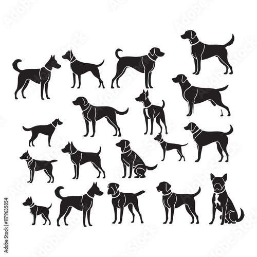 Dog Breeds Silhouette Set German Shephard Dog Silhouette Dogs! Dogs Icon Set