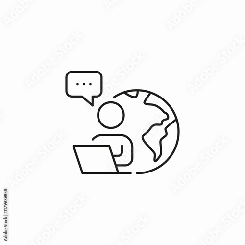 remote work world icon sign vector