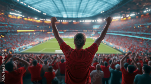 Excited Fans Cheering in Vibrant Stadium Atmosphere