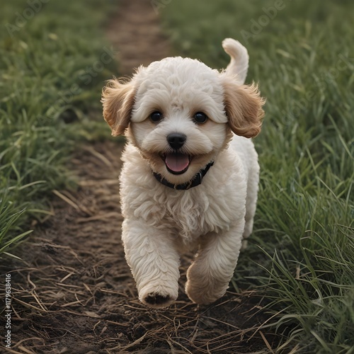 Puppy running in a field