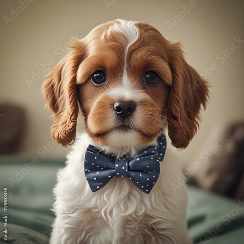 Puppy wearing a bowtie