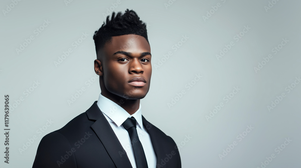 Chic and Sharp-Dressed Black Man in Elegant Suit and Tie Chic and Sharp-Dressed Black Man in Elegant Suit and Tie