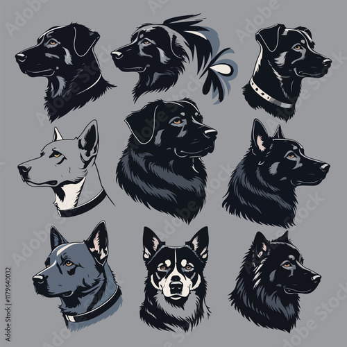 Dog Breeds Silhouette Set German Shephard Dog Silhouette Dogs! Dogs Icon Set
