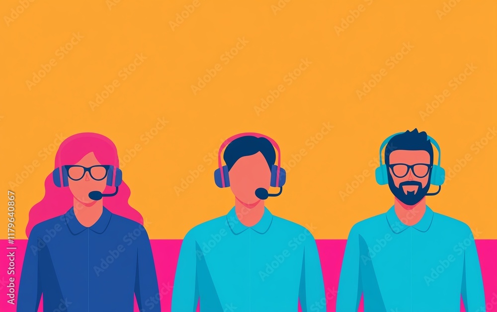 Diverse customer support team illustration Diverse customer support team illustration