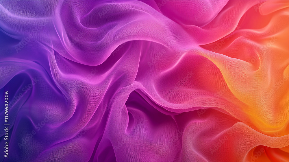 Fototapeta premium Colorful flowing fabric in pink, purple, and orange hues