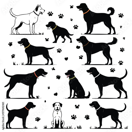 Dog Breeds Silhouette Set German Shephard Dog Silhouette Dogs! Dogs Icon Set