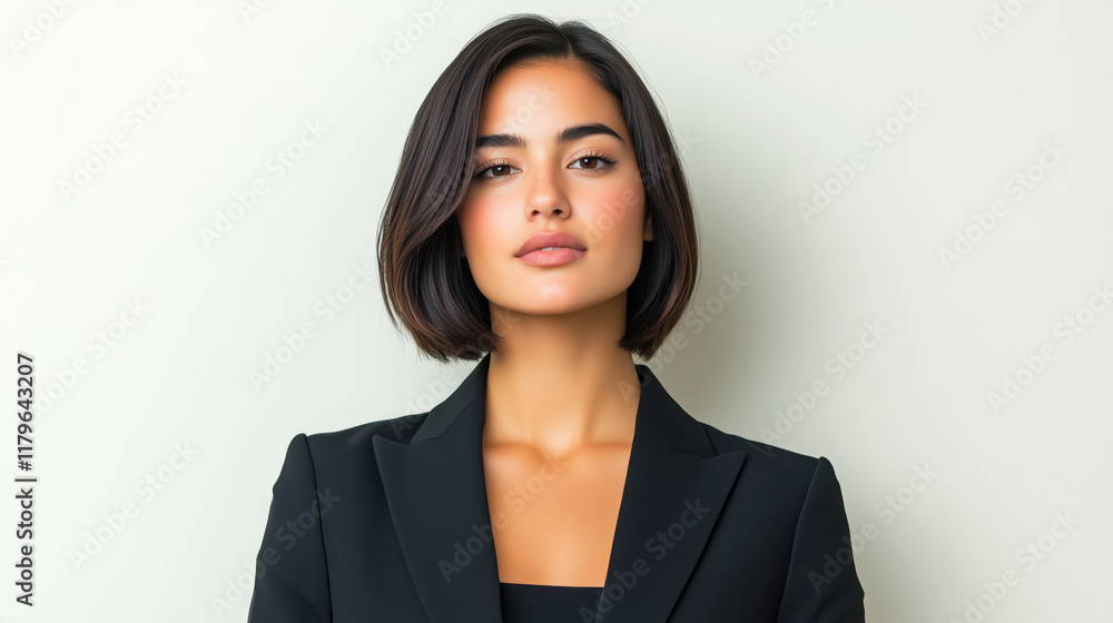 Sophisticated Slender Latina Woman with Stylish Bob Haircut Sophisticated Slender Latina Woman with Stylish Bob Haircut