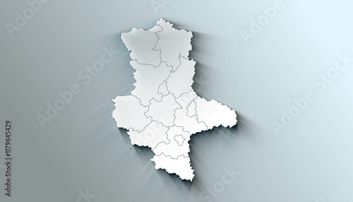Obraz na płótnie Minimalist 3D Map of Saxony Anhalt Germany Administrative with District Borders w salonie