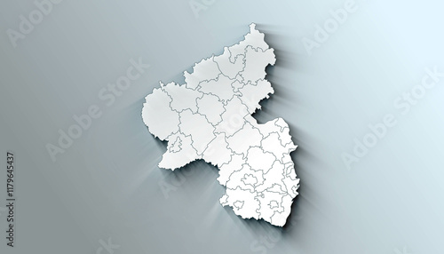 Obraz na płótnie Minimalist 3D Map of Rhineland Palatinate Germany Administrative with District Borders w salonie