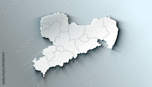 Obraz na płótnie Minimalist 3D Map of Saxony Germany Administrative with District Borders w salonie