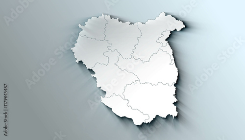 Obraz na płótnie Minimalist 3D Map of Tübingen Germany Administrative with District Borders w salonie