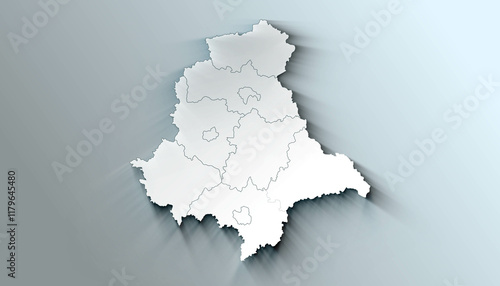 Obraz na płótnie Minimalist 3D Map of Upper Palatinate Germany Administrative with District Borders w salonie