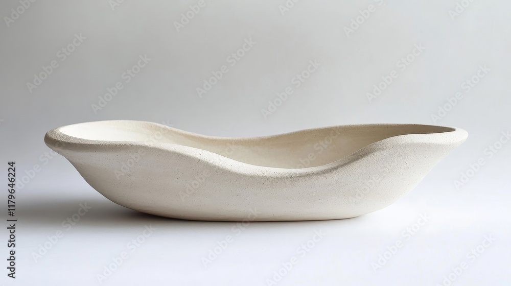Elegant White Ceramic Bowl with Curved Design Elegant White Ceramic Bowl with Curved Design
