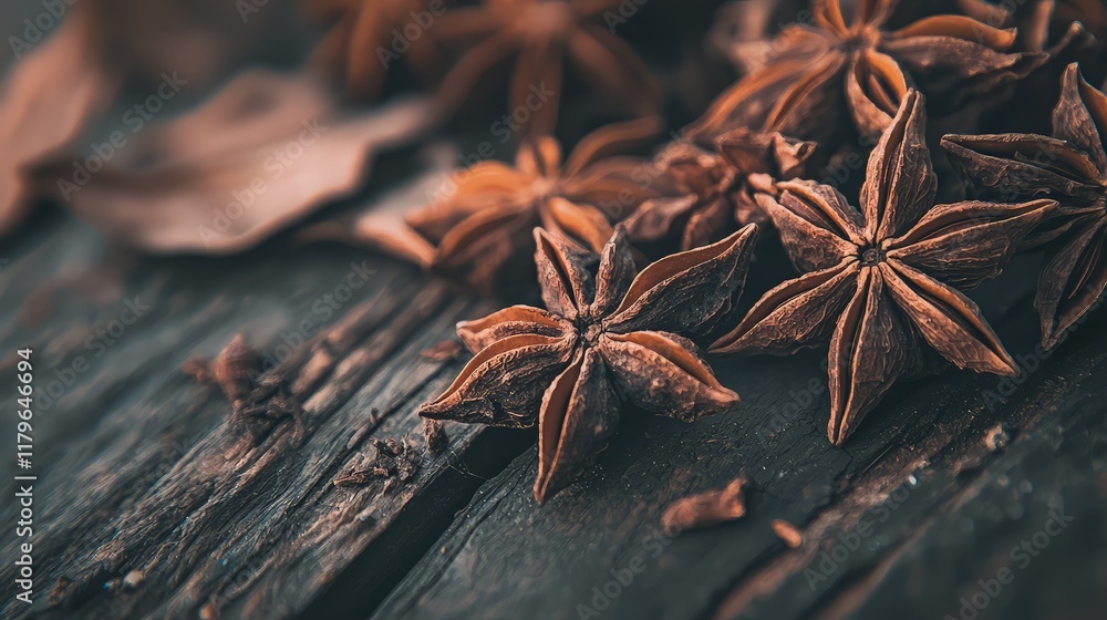Star anise spice on wood, autumnal background, food photography, recipe ingredient. Star anise spice on wood, autumnal background, food photography, recipe ingredient.