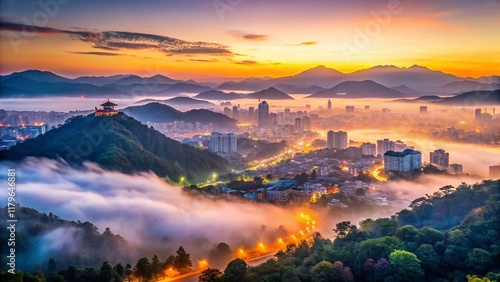 Gyeongsan, South Korea: Serene Cityscape at Dawn photo