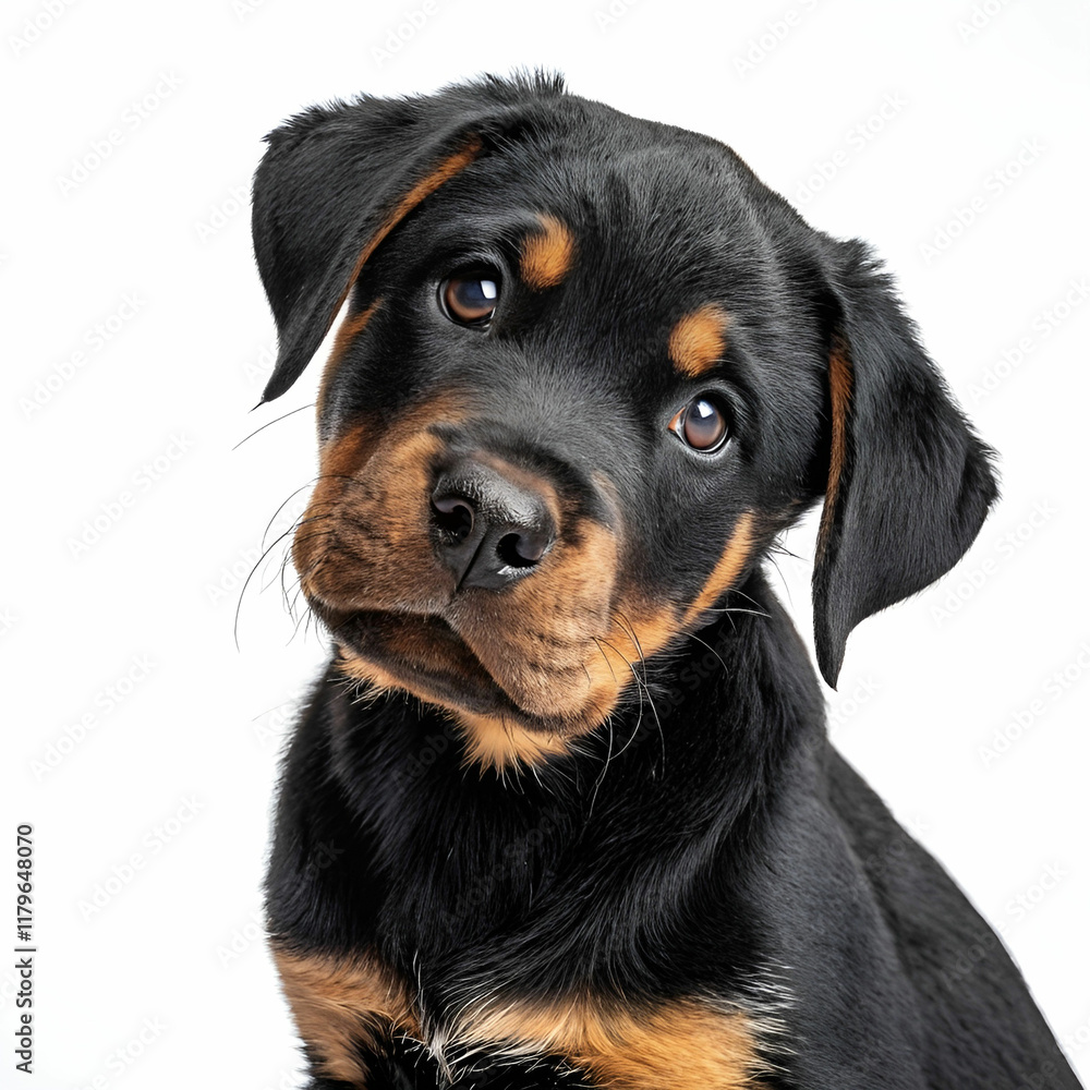 puppy Rottweiler on white