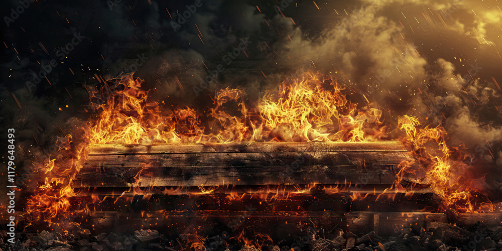 Wooden Plank Surrounded by Fire Wooden Plank Surrounded by Fire