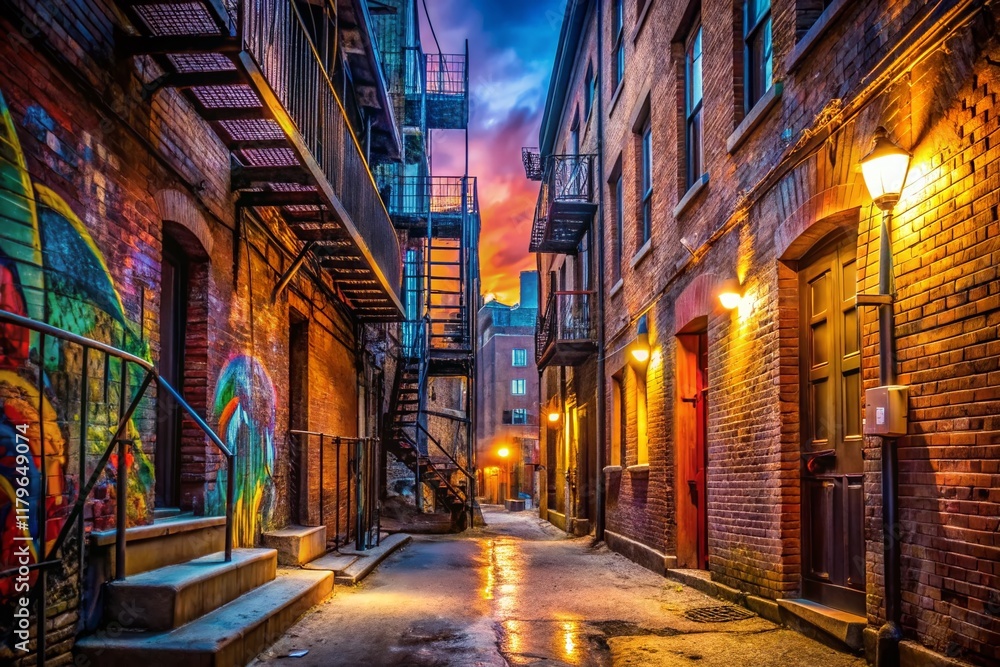 Fototapeta premium Hamilton Downtown Alleyway: Urban Exploration Stock Photo