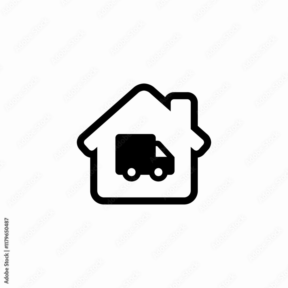 house moving truck icon sign vector house moving truck icon sign vector